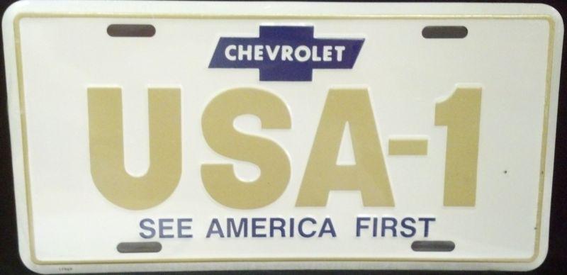 Chevrolet usa-1 gold on white license plate