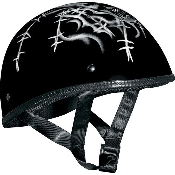 Black s vega xts naked barbed skull half helmet