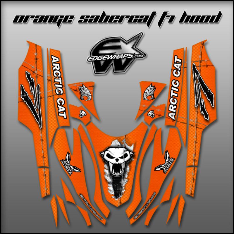 New arctic cat, f7 f series snowmobile graphics - orange sabercat skull f7