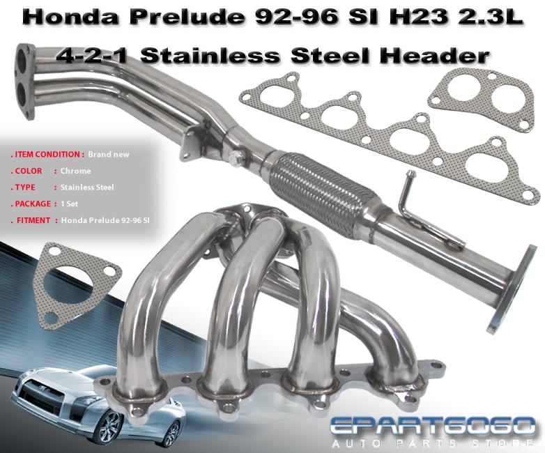 1992-1996 honda prelude si 2.2l l4 h22 vtec h22a 2pc stainless exhaust header