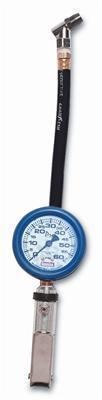 Quickcar tire inflator/deflator psi gauge 0-60 psi. 2.5 in dia analog 14" hose