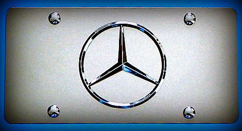 Mercedes benz 3d large star on  stainless steel  front  license  plate