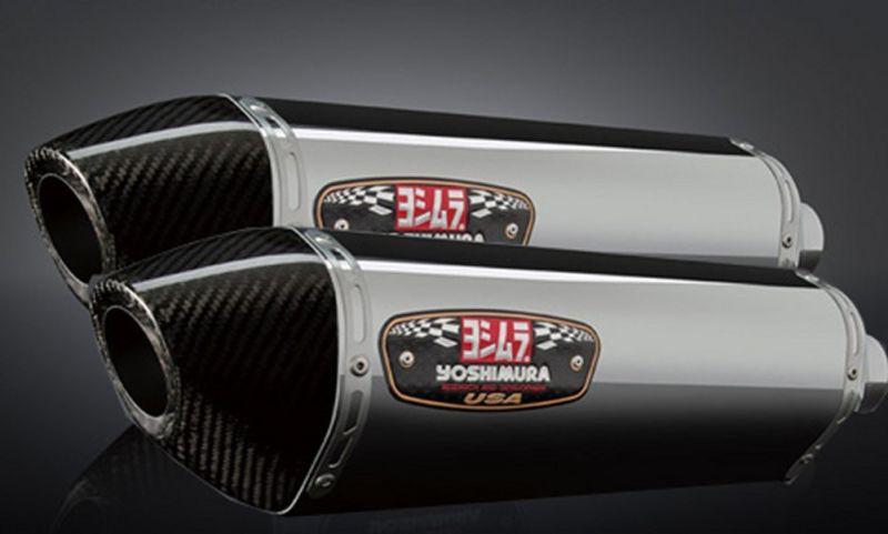 Yoshimura r-77 dual slip-on mufflers stainless/carbon for suzuki gsx-r1000 09-11