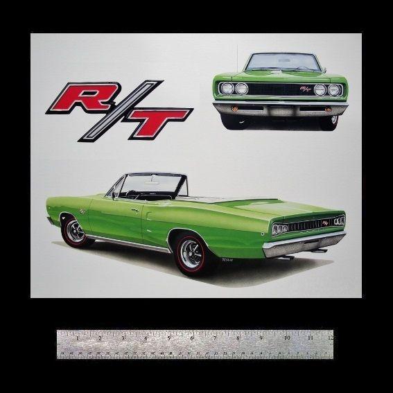 Dodge coronet r/t super bee 1968 1969 1970 convertible 440+6 -  art print poster