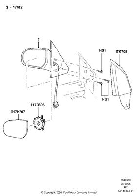 Al8z17682aa mirror assy rear view outer 10 escape