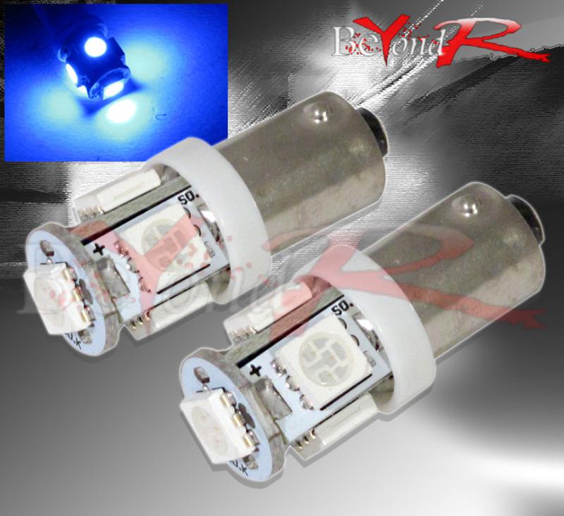 2 piece led ba9s blue light bulbs 3893 5-smd t4w courtesy dome map cluster t4w