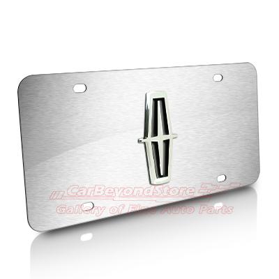 Lincoln 3d logo brushed stainless steel license plate, made in usa + free gift