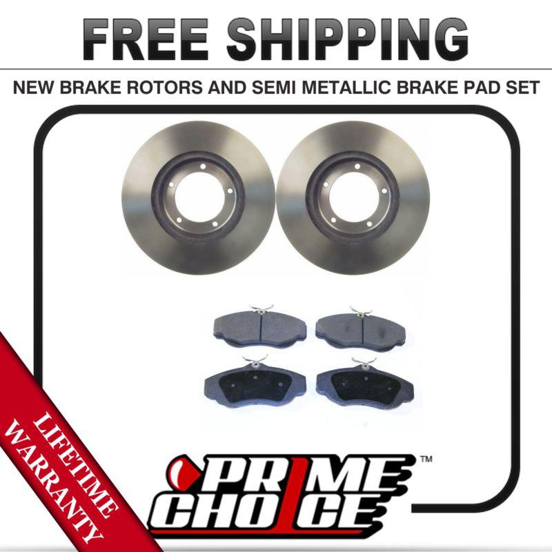 Front kit (2) brake rotors and (1 set) premium brake pads with lifetime warranty