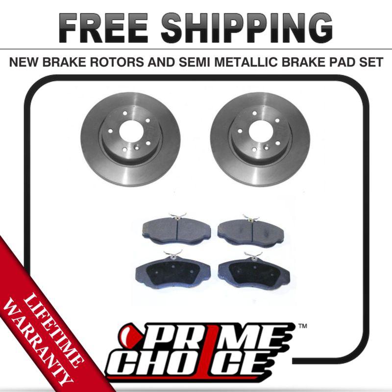 Front kit (2) brake rotors and (1 set) premium brake pads with lifetime warranty