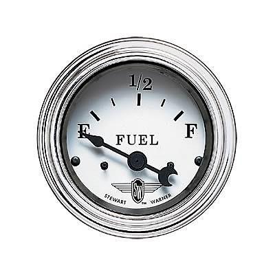 Stewart warner black wings electrical fuel level gauge 2 1/16" dia white face