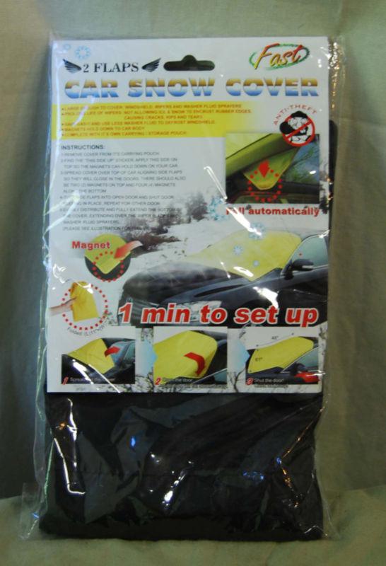 Magnetic car windshield snow cover with storage pouch