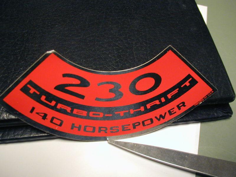 Gm air cleaner decals 230 turbo thrift  140 hp,   factory originals,