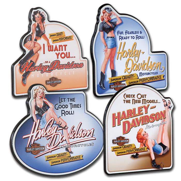 Harley-davidson pub signs american beauty set of 4