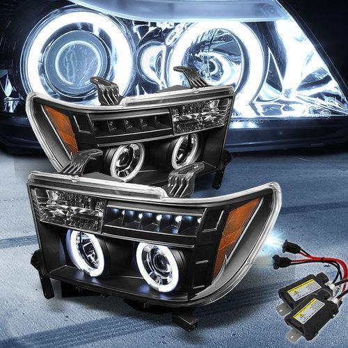 Slim 6000k xenon hid+07-13 ccfl halo led tundra projector headlights head lights