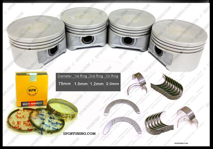 Honda civic 1.7l d17a2 d17a6 engine npr pistons and rings main rod bearings