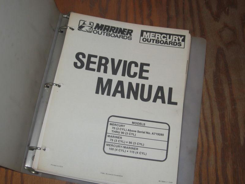 Mercury mariner outboard motor service manual 70 75 80 90 100 115 hp 1987-1993