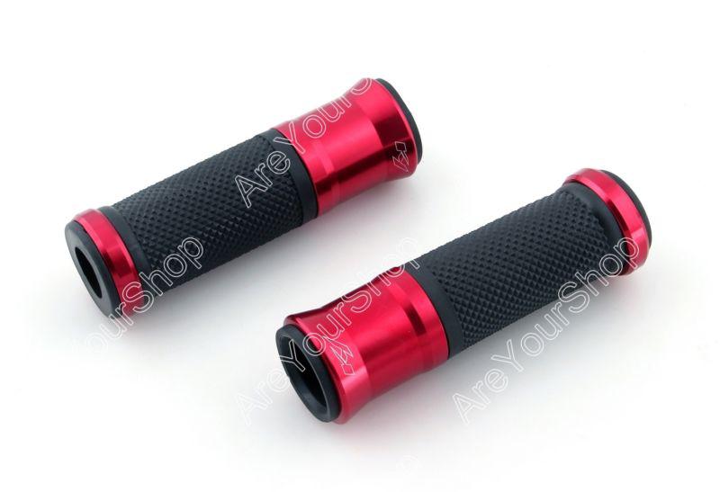 7/8 handlebar grip bar end aluminum pvc honda suzuki yamaha kawasaki ducati red