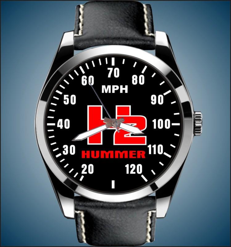 H2 hummer humvee speedometer meter auto art chrome leather band watch r