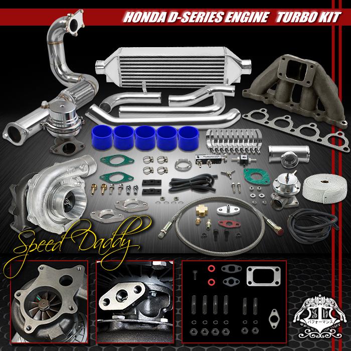 T04e 11p t3/t4 turbo kit bolt-on intercooler+cast manifold d15/d16 civic/del sol