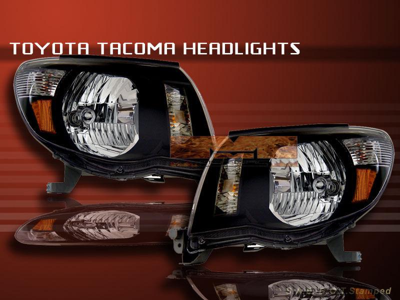 2005-2010 toyota tacoma headlights jdm black 06 07 new lamp
