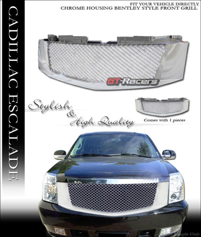 Chrome luxury mesh front hood bumper grill grille 2007-2009 cadillac escalade