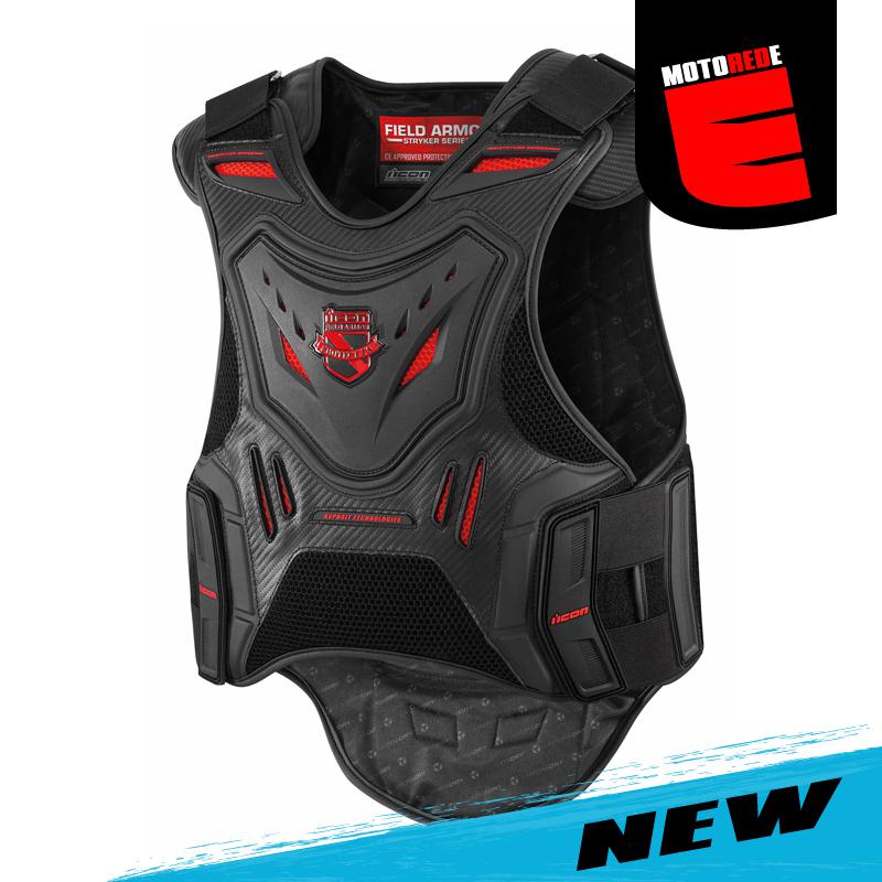 Icon stryker protection mx atv vest black red small - medium s - m