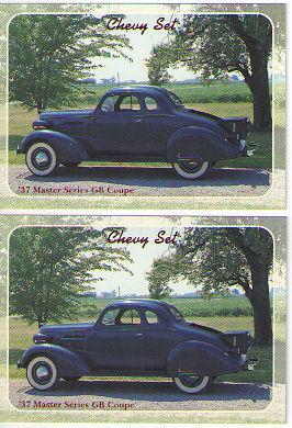 1937 chevy master coupe baseball card sized cards - lot of 2 - must see !!