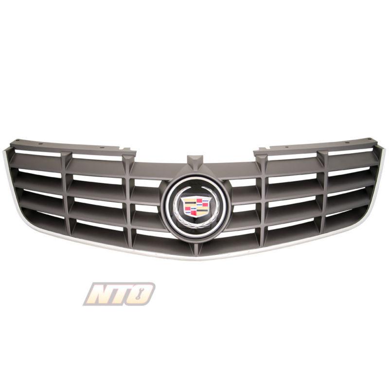 Cadillac dts stealth grey front grille with emblem chrome trim 06 07 08 09 caddy