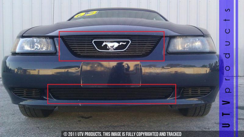 1999 - 2004 ford mustang v6 gt upper & bumper 2pc combo billet grille overlay