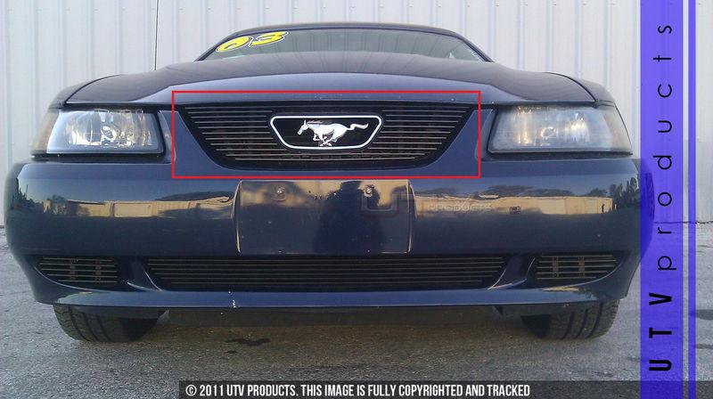 1999 - 2004 ford mustang v6 gt upper 1pc billet grille overlay black 99 00 01 02