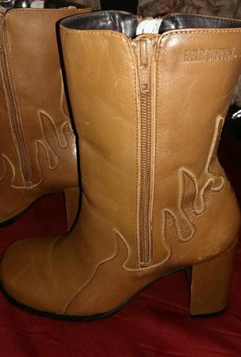 Women's harley davidson brown leather zippered motorcycle boots, size us 7m