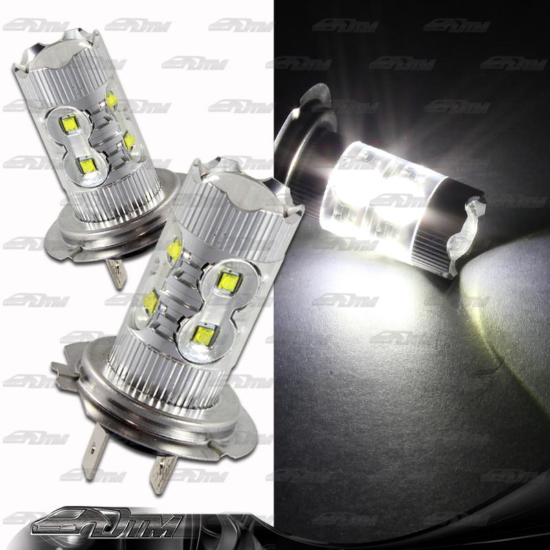 1x pair saab lexus lincoln h7 50 watt 10 led white replacement projector bulbs