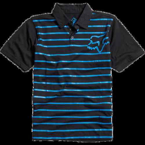 Fox racing banjo toddler kids short sleeve polo t-shirt black/blue