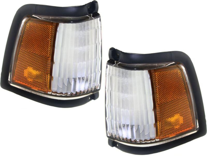 Corner light lamp lens & housing pair set (driver & passenger side, qty 2)