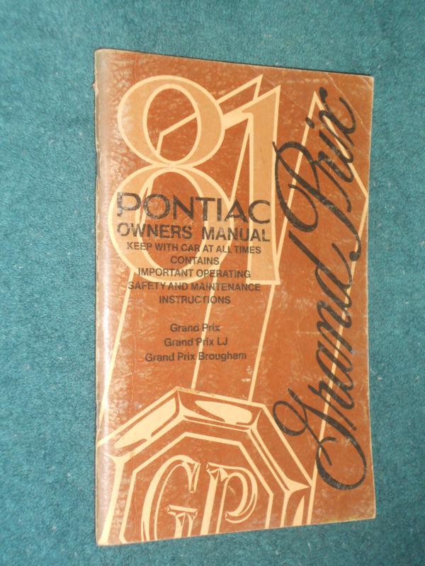 1981 pontiac grand prix owners manual / original guide book!