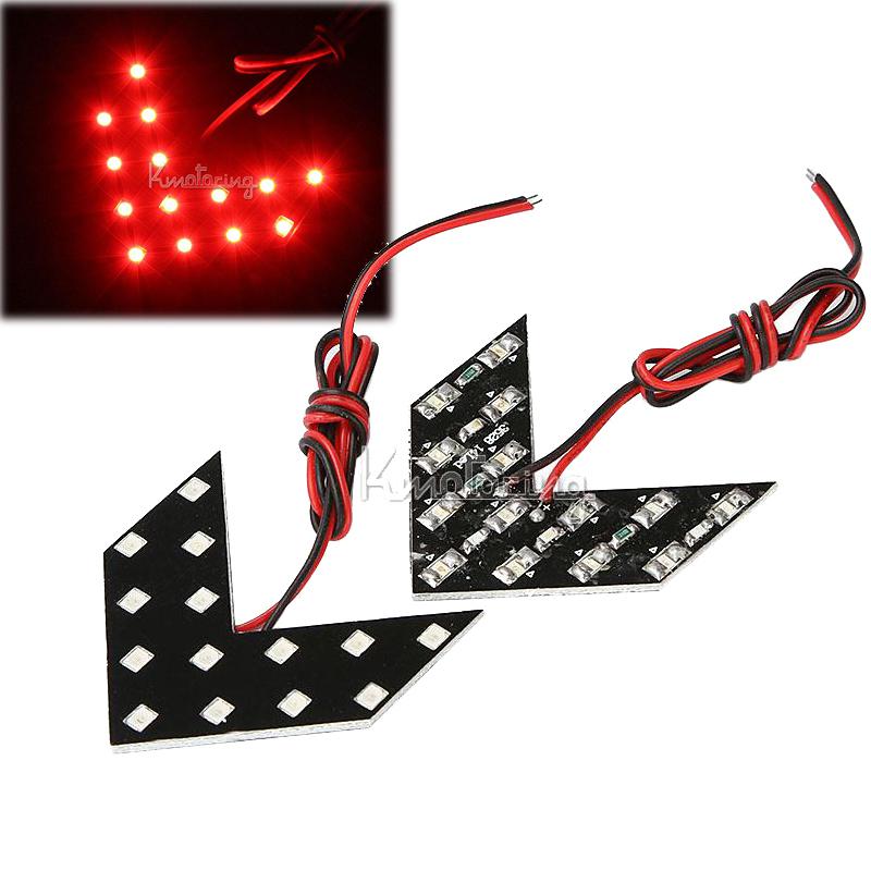 2pcs red arrow panels 14 led car side mirror turn signal blinker light new