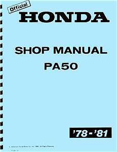 Honda pa50 hobbit moped service manual 1978 - 1981