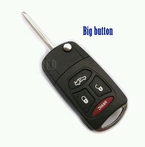 Flip remote key case shell fob for chrysler dodge jeep commander 3 button+panic