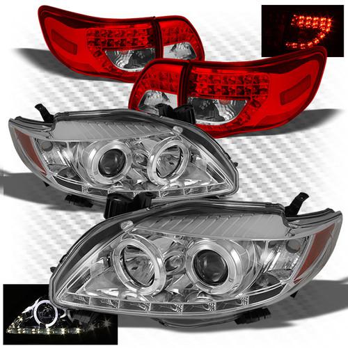 09-10 corolla halo drl led pro headlights + r/c philips-led perform tail lights