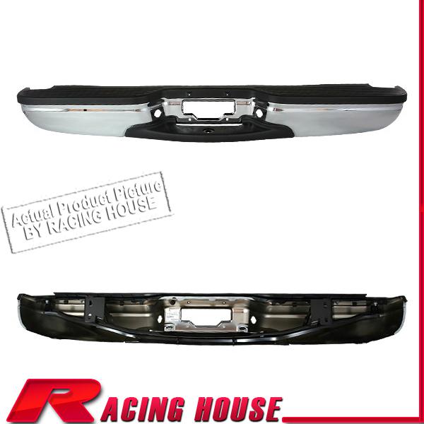 Rear step bumper steel bar w/ black pad 97-00 ford expedition eddie xlt chrome