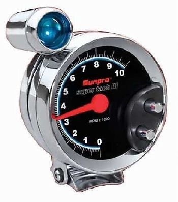 Sunpro 5&#034; super tach iii tachometer black / chrome cup &amp; bezel new cp7905