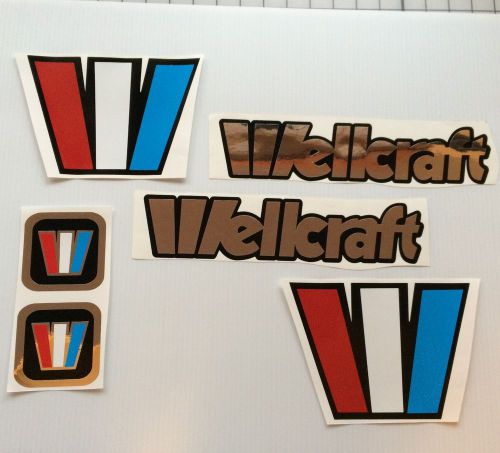 Wellcraft mirror chrome 6 decal set   marine vinyl wellcraft boat decals