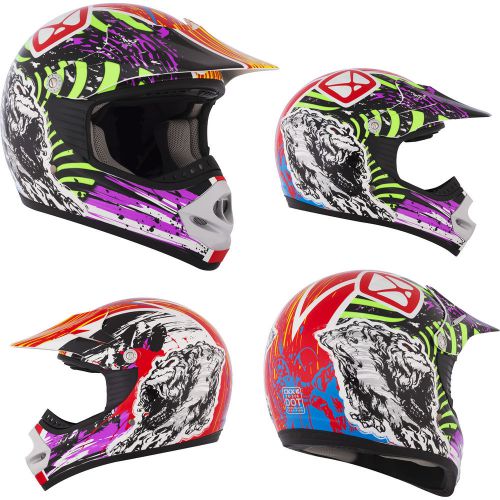 Mx helmet ckx tx-218 yeti youth red/purple/green small motocross off road