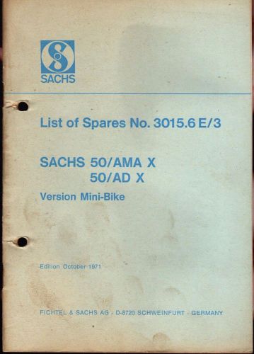 1972 sachs mini-bike engine sachs 50/ama x &amp; 50/ad x spare parts manual (630)