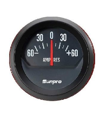 Sunpro 2 inch ammeter black / black bezel new cp8214 authorized distributor