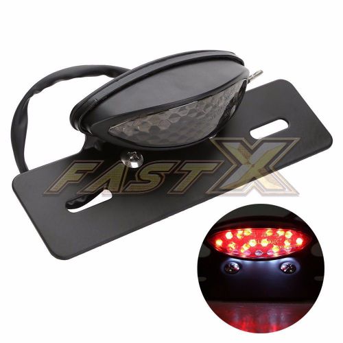 Smoke motorcycle 12v integrated led brake tail light license mount plate holder