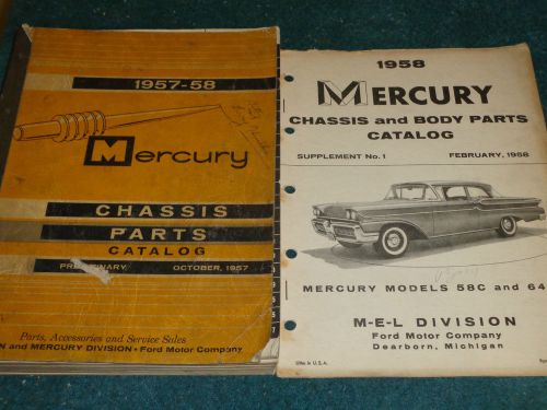 1957 / 1958 mercury chassis parts catalog set / early original books