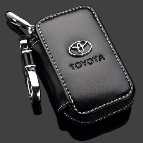 100% genuine leather car key holder key chain ring case bag for toyota