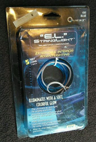 E.l. string light (nip) 5 feet long 12v blue inside/outside car edge trim quest