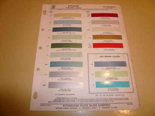 1960 plymouth ditzler ppg color chip paint sample - and valiant